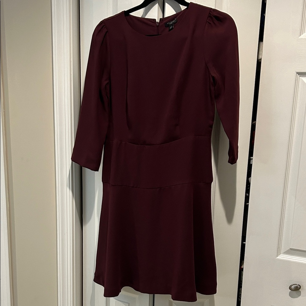 Ann Taylor Deep Burgundy Long Sleeve Dress